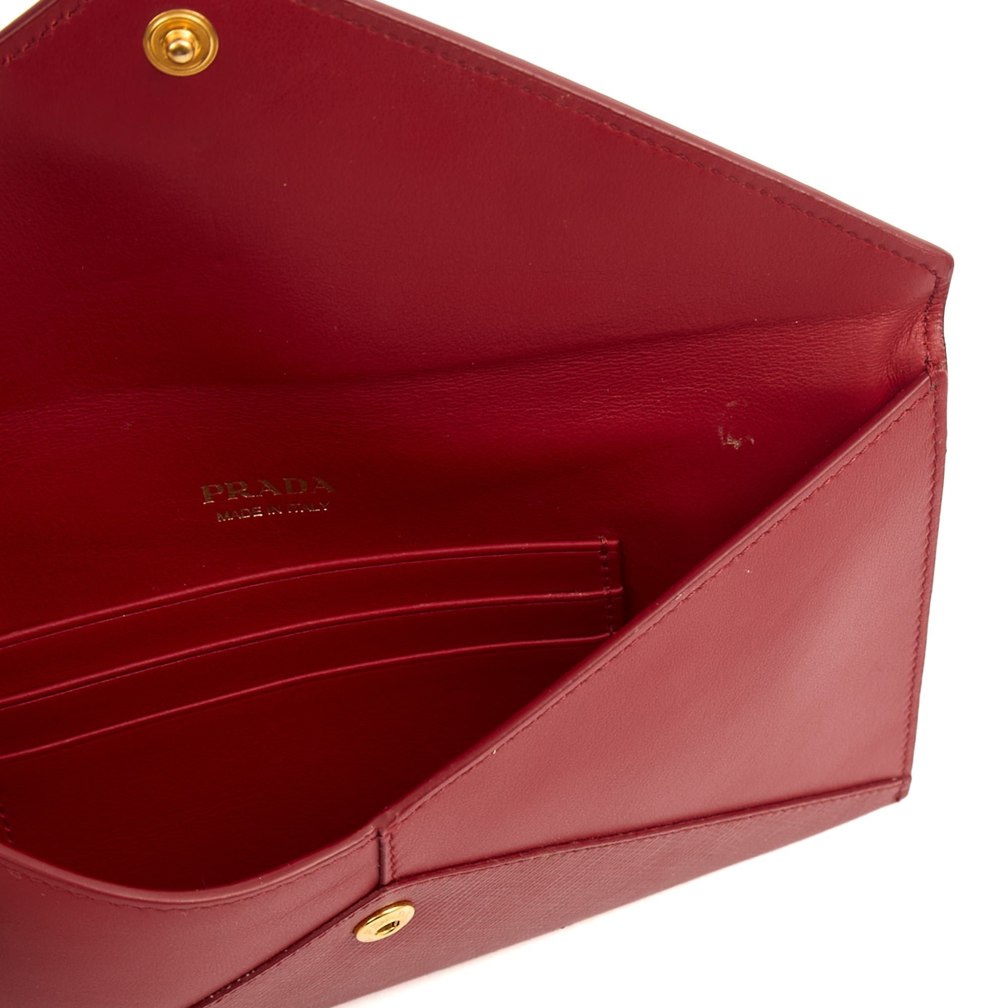 Prada Clutch Envelope Clutch in Red, Leather — Detail View