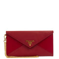 Prada Clutch Envelope Clutch in Red, Leather — Front View
