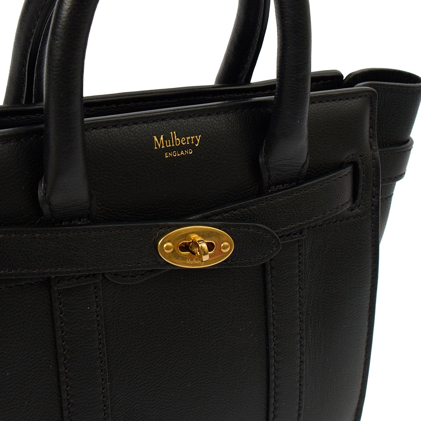 Mulberry Mini Bag Zipped Bayswater - Mini in Black, Leather — Side View