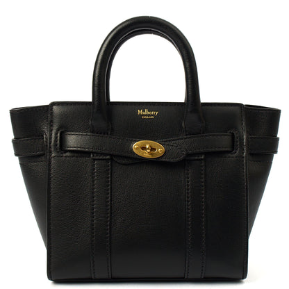 Mulberry Mini Bag Zipped Bayswater - Mini in Black, Leather — Front View