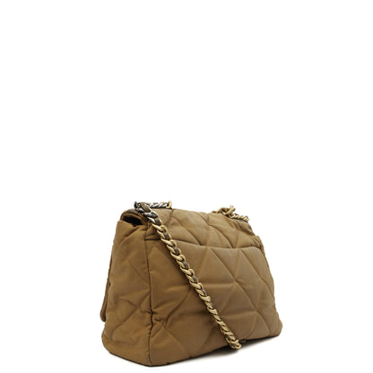 Chanel Tote Chanel 19 Large in Brown, Fabric — Side View