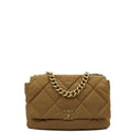 Chanel Tote Chanel 19 Large in Brown, Fabric — Front View