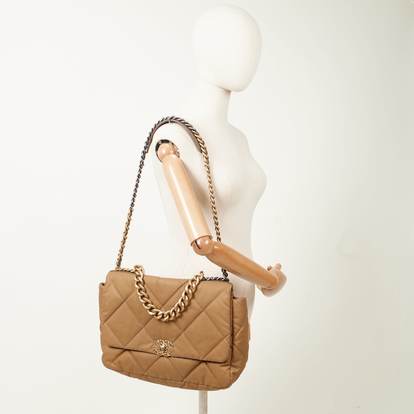 Chanel Tote Chanel 19 Large in Brown, Fabric — Alternate View 15