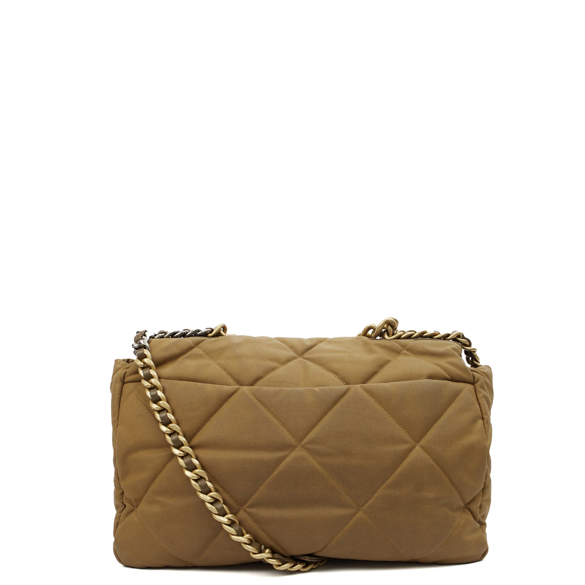Chanel Tote Chanel 19 Large in Brown, Fabric — Back View