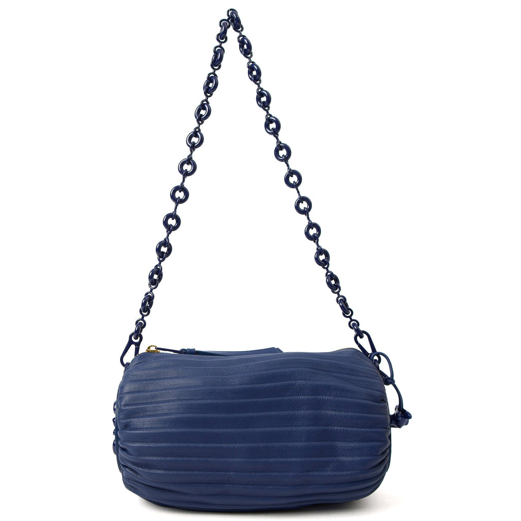 Loewe Cross Body Zip Pouch in Blue, Leather — Front View