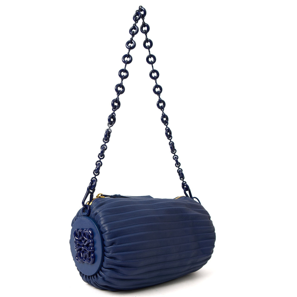 Loewe Cross Body Zip Pouch in Blue, Leather — Back View