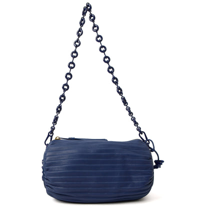 Loewe Cross Body Zip Pouch in Blue, Leather — Top View