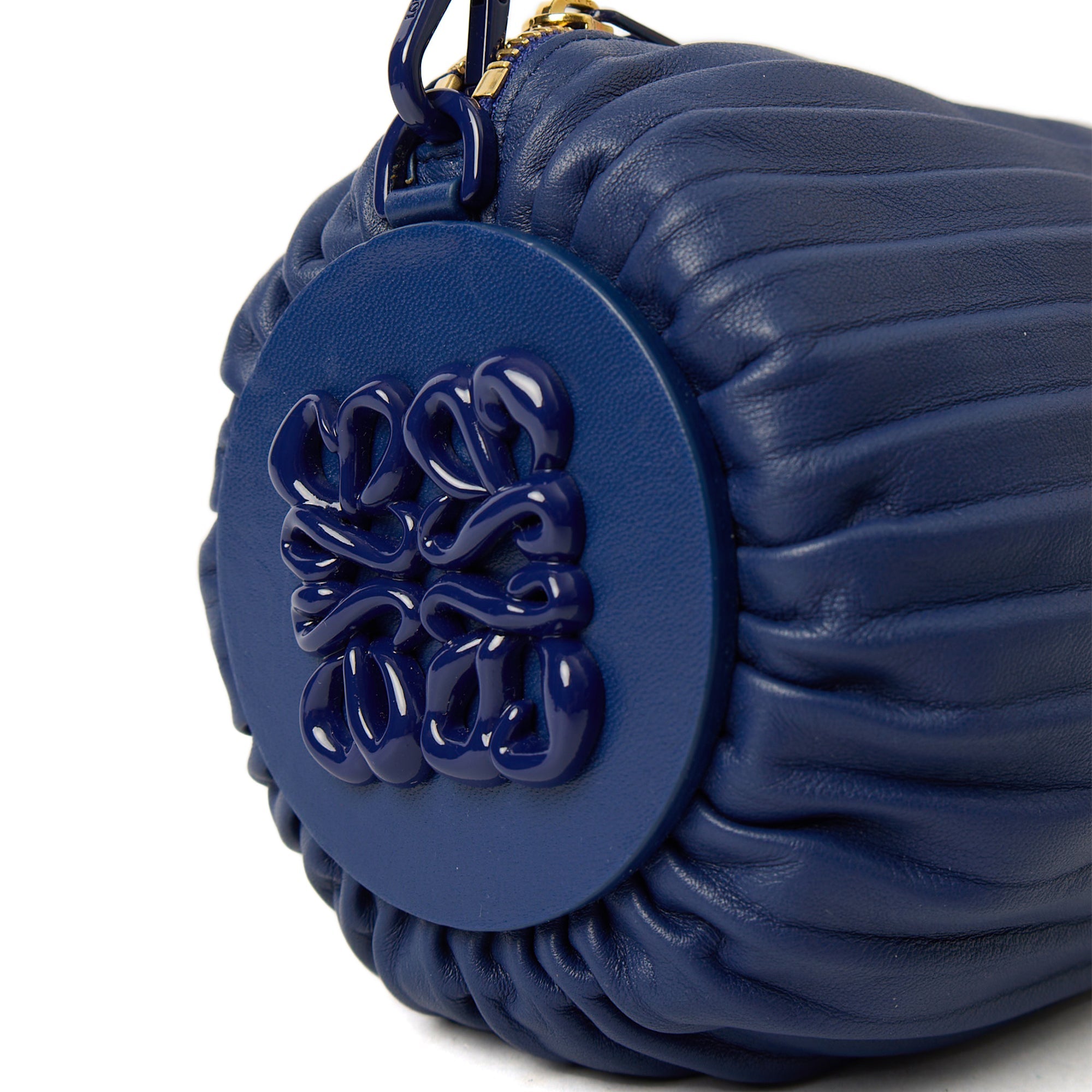 Loewe Cross Body Zip Pouch in Blue, Leather — Side View
