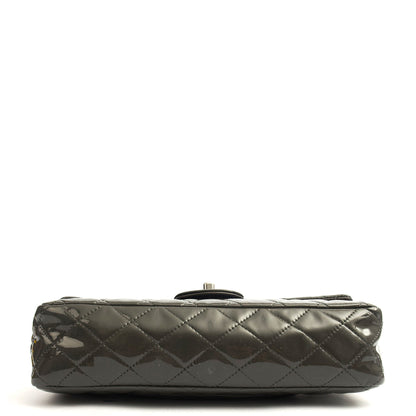Chanel Shoulder Bag Classic Double Flap - Medium in Grey, Patent Leather — Top View