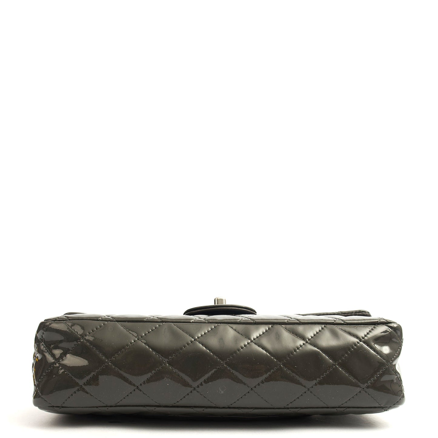 Chanel Shoulder Bag Classic Double Flap - Medium in Grey, Patent Leather — Alternate View 15