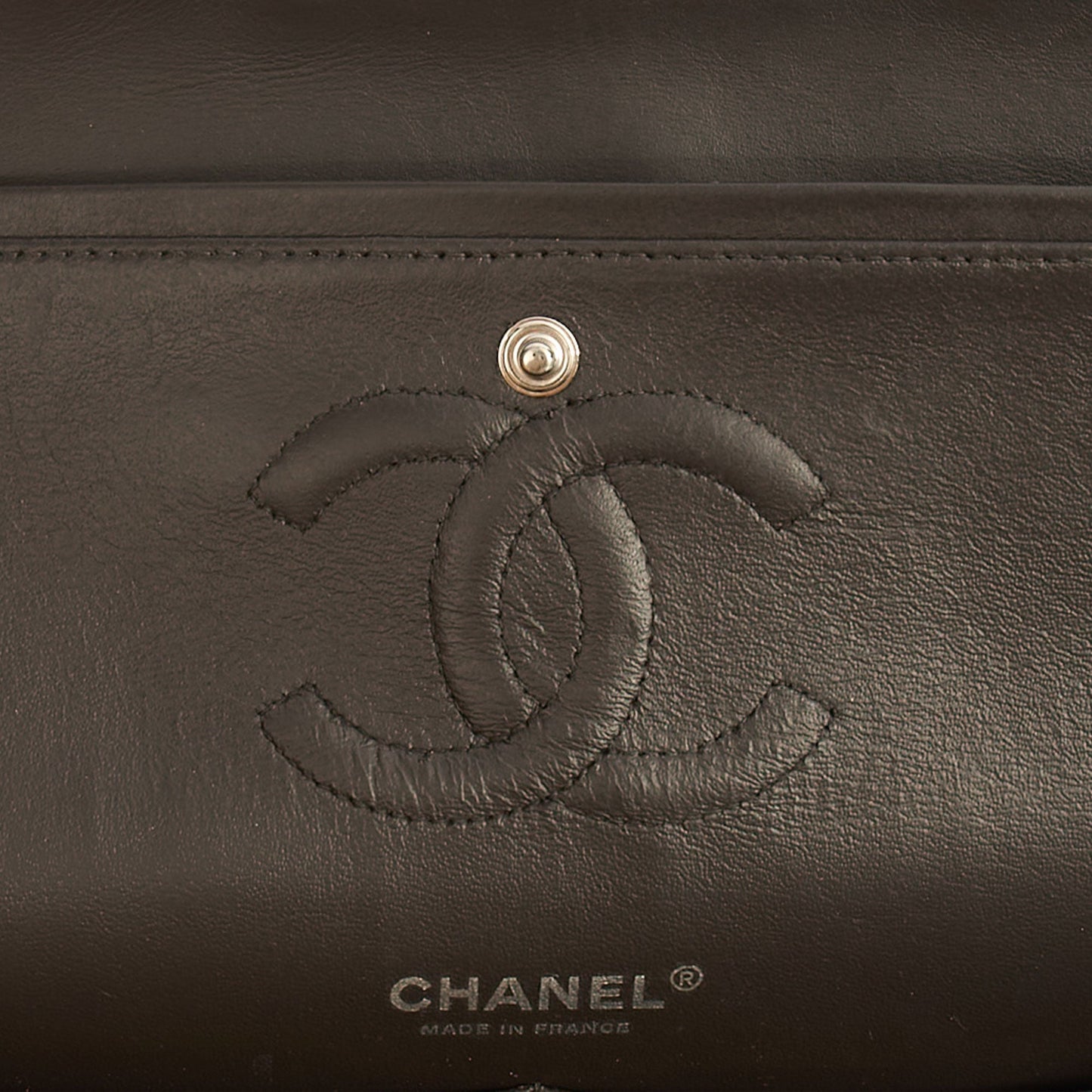 Chanel Shoulder Bag Classic Double Flap - Medium in Grey, Patent Leather — Alternate View 17