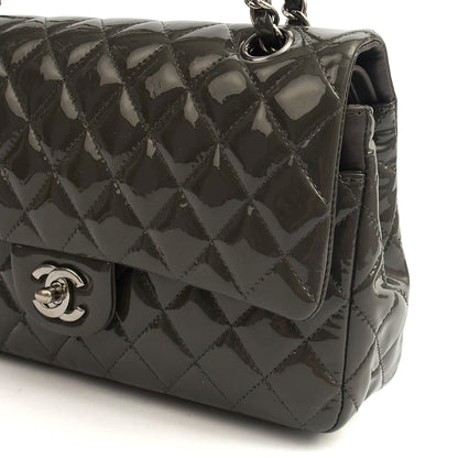 Chanel Shoulder Bag Classic Double Flap - Medium in Grey, Patent Leather — Alternate View 20