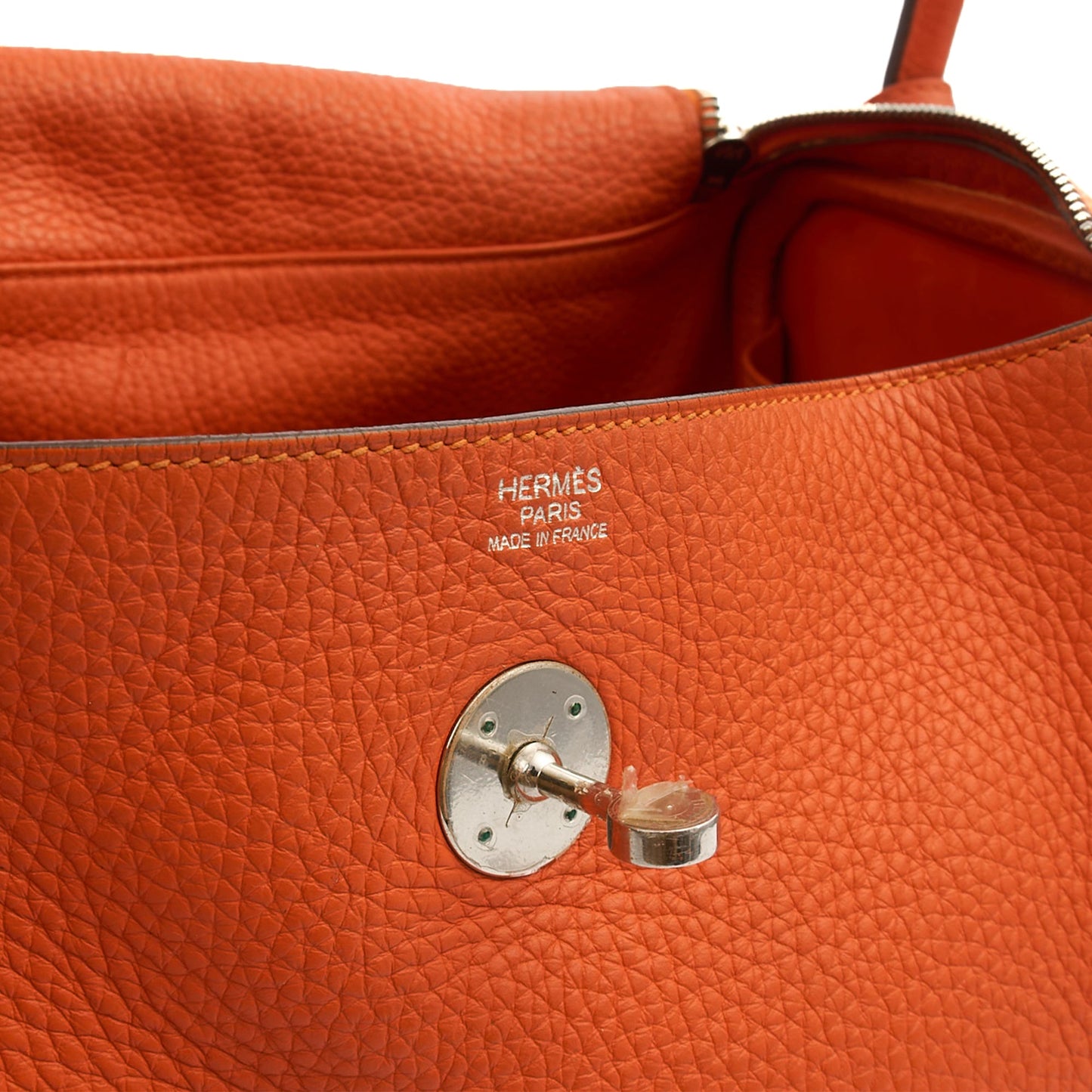 Hermes Lindy 30 in Classic Orange, Togo Leather — Alternate View 8