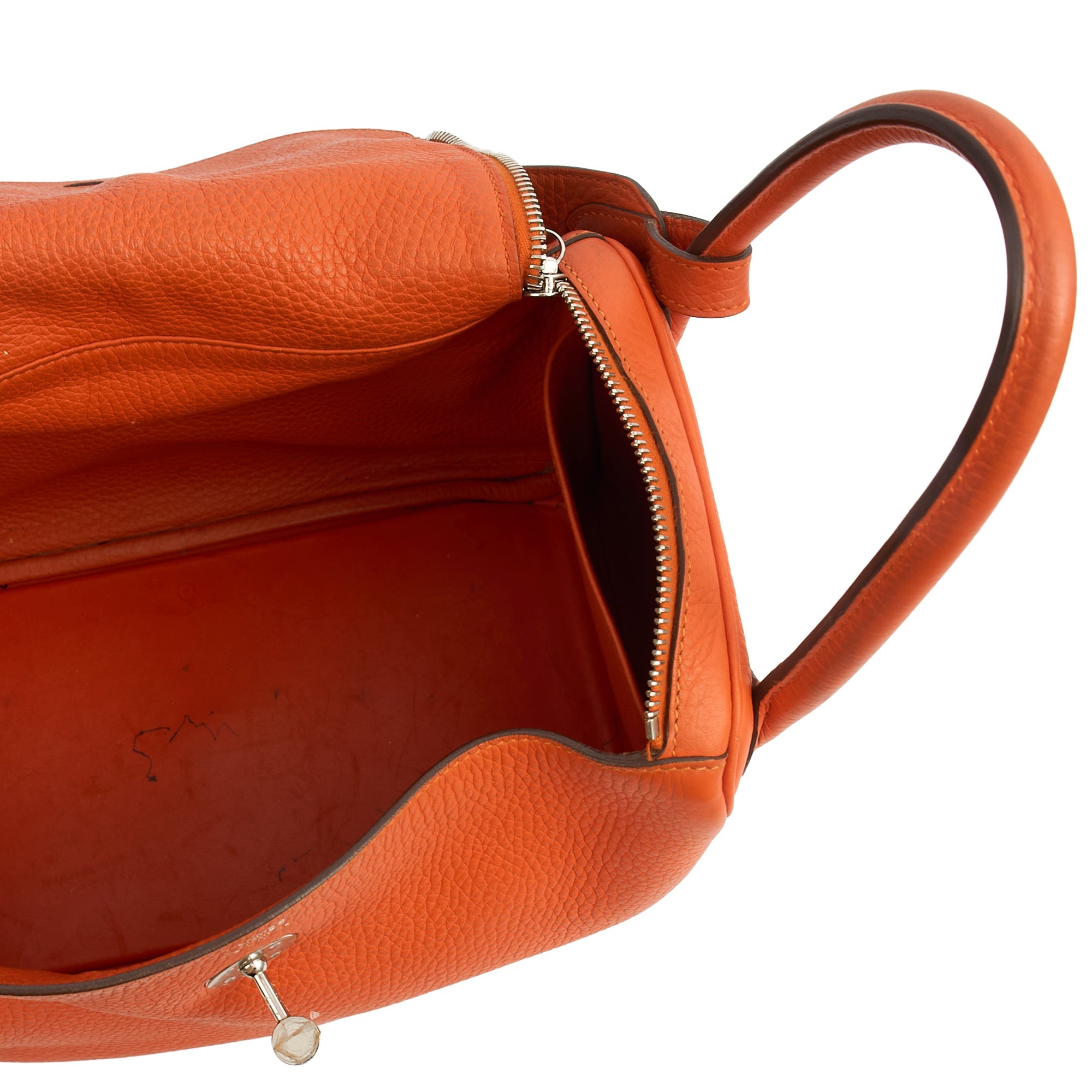 Hermes Lindy 30 in Classic Orange, Togo Leather — Alternate View 13