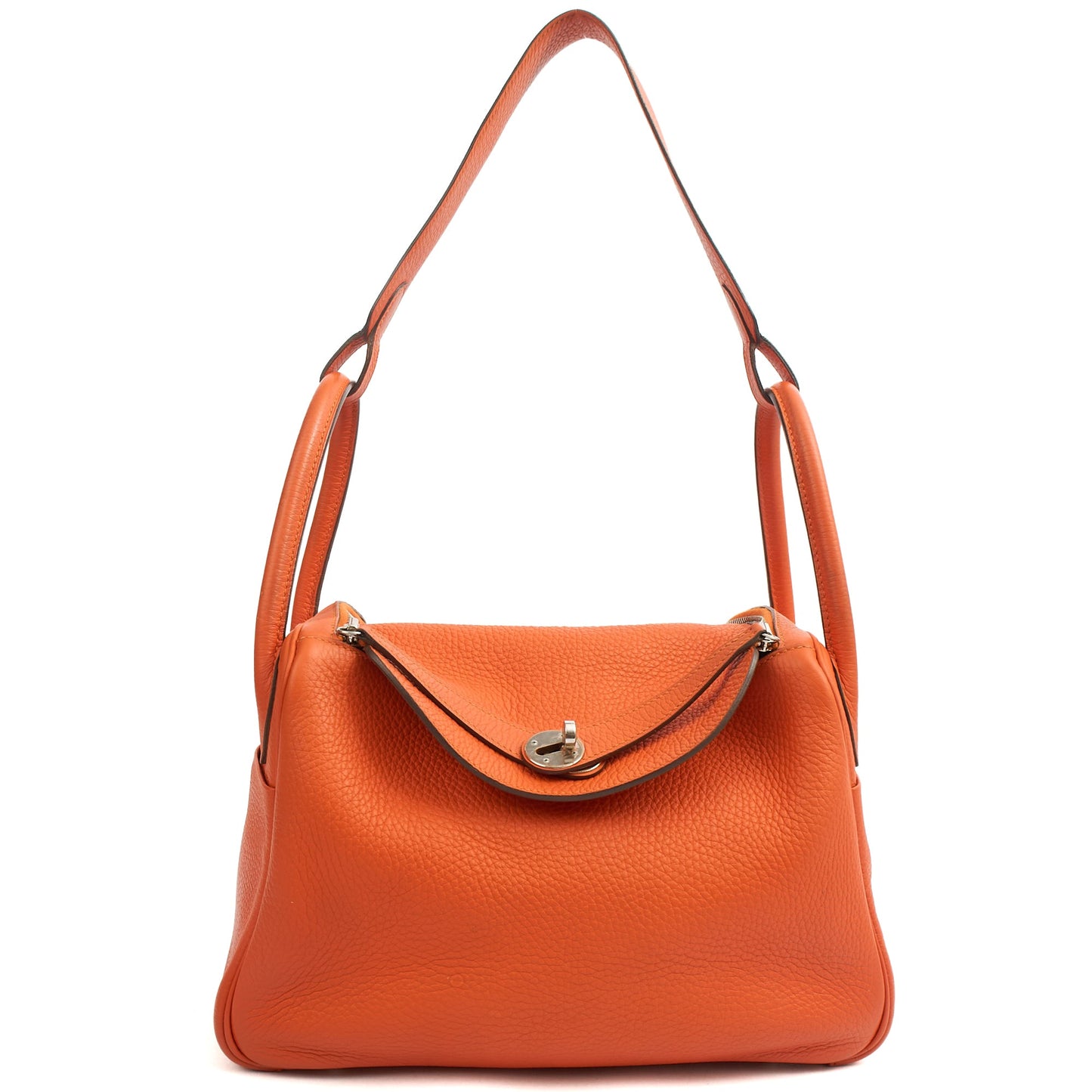 Hermes Lindy 30 in Classic Orange, Togo Leather — Back View