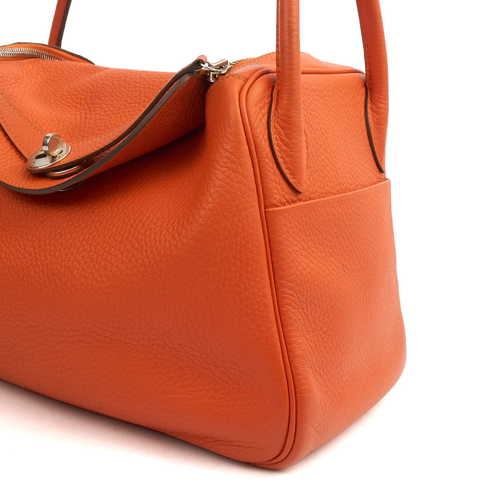 Hermes Lindy 30 in Classic Orange, Togo Leather — Alternate View 9