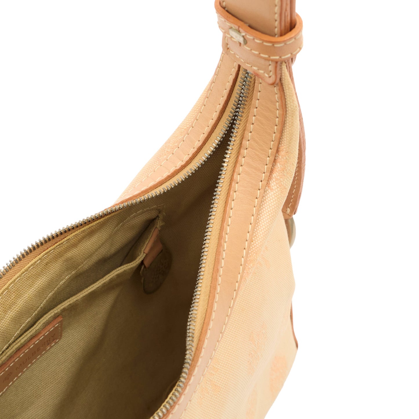 Mulberry Shoulder Bag Vintage Shoulder Bag in Neutral, Canvas — Detail View