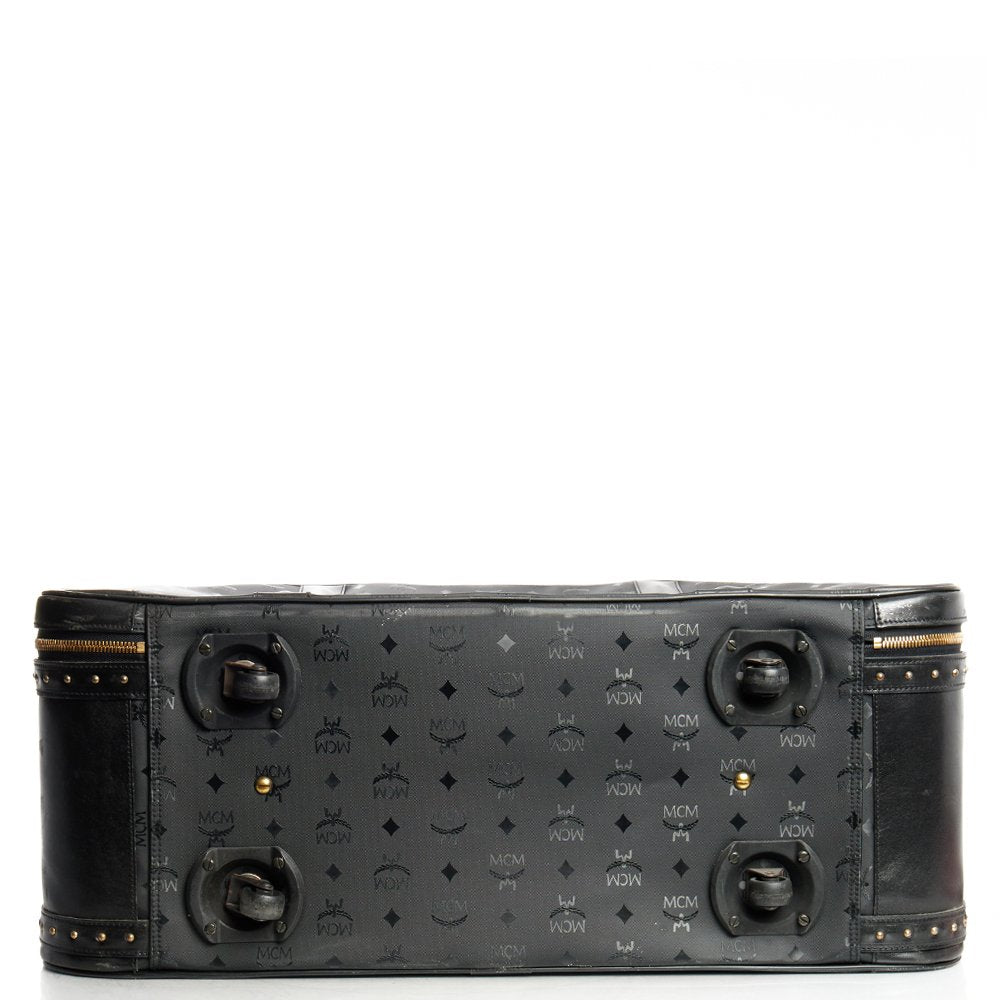 MCM Wheeled Luggage in Black, Canvas — Detail View