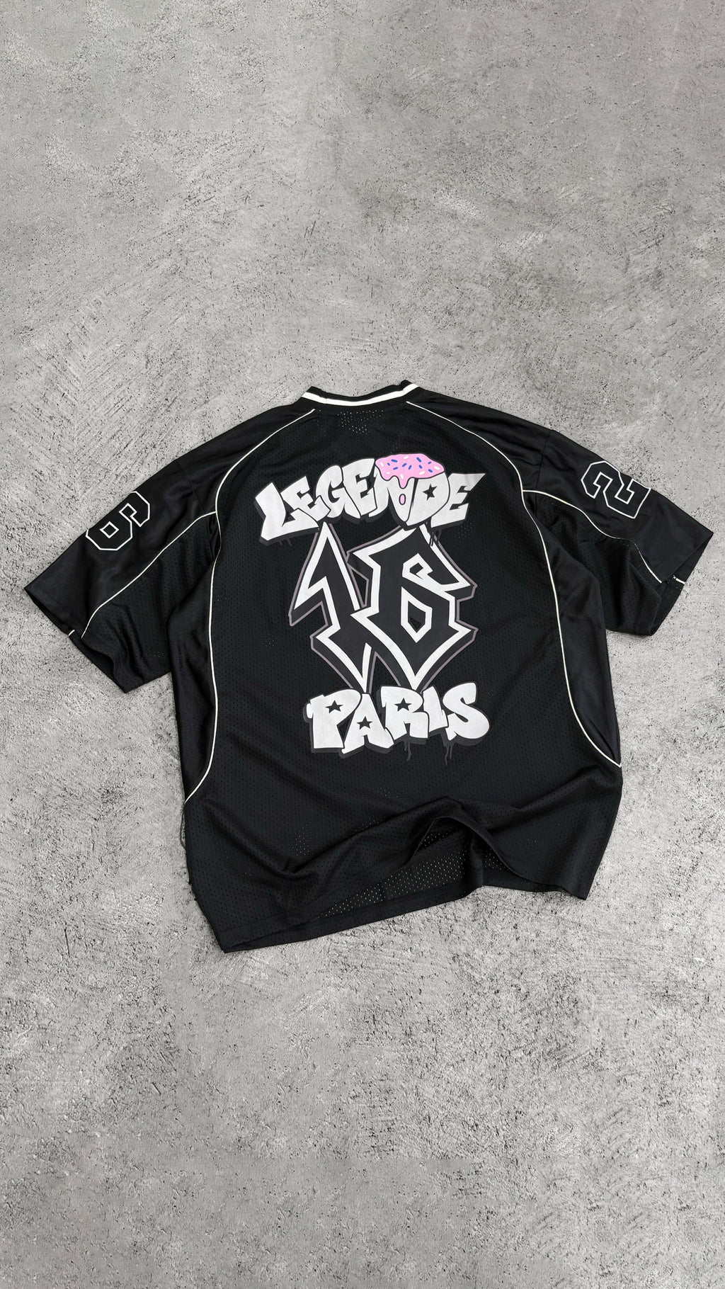 Legende Paris GRAFFITI MESH JERSEY - BLACK — XS — Lifestyle View
