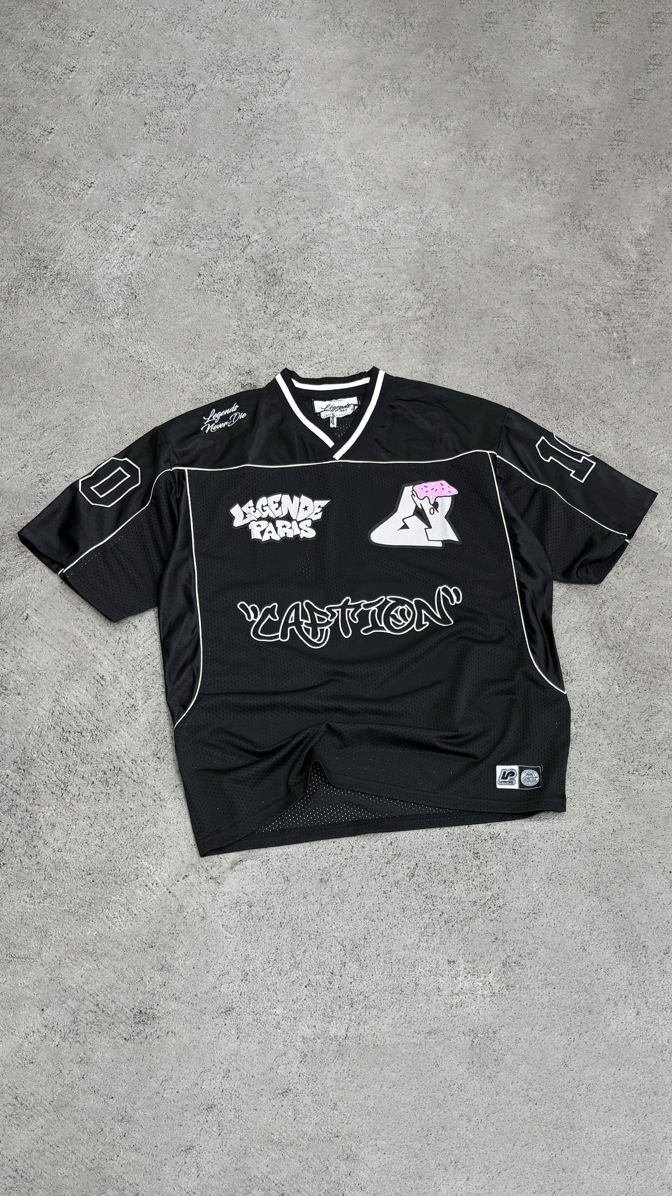 Legende Paris GRAFFITI MESH JERSEY - BLACK — XS — Detail View