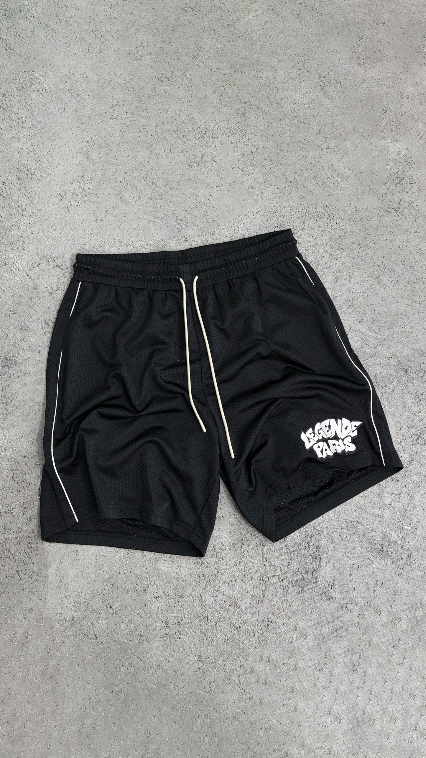 Legende Paris GRAFFITI MESH SHORT - BLACK — XS — Back View