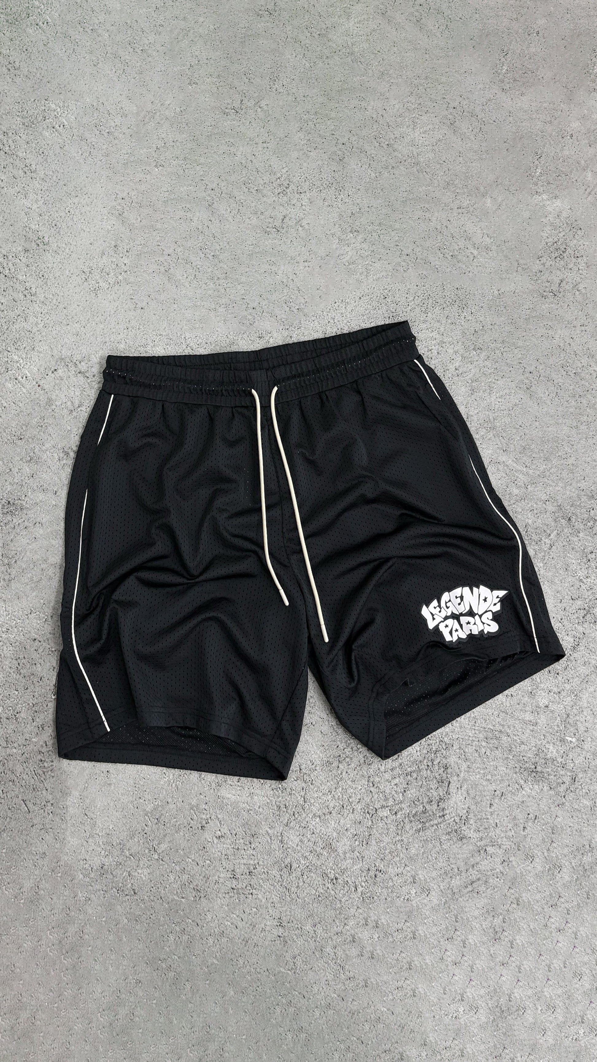 Legende Paris GRAFFITI MESH SHORT - BLACK — XS — Back View