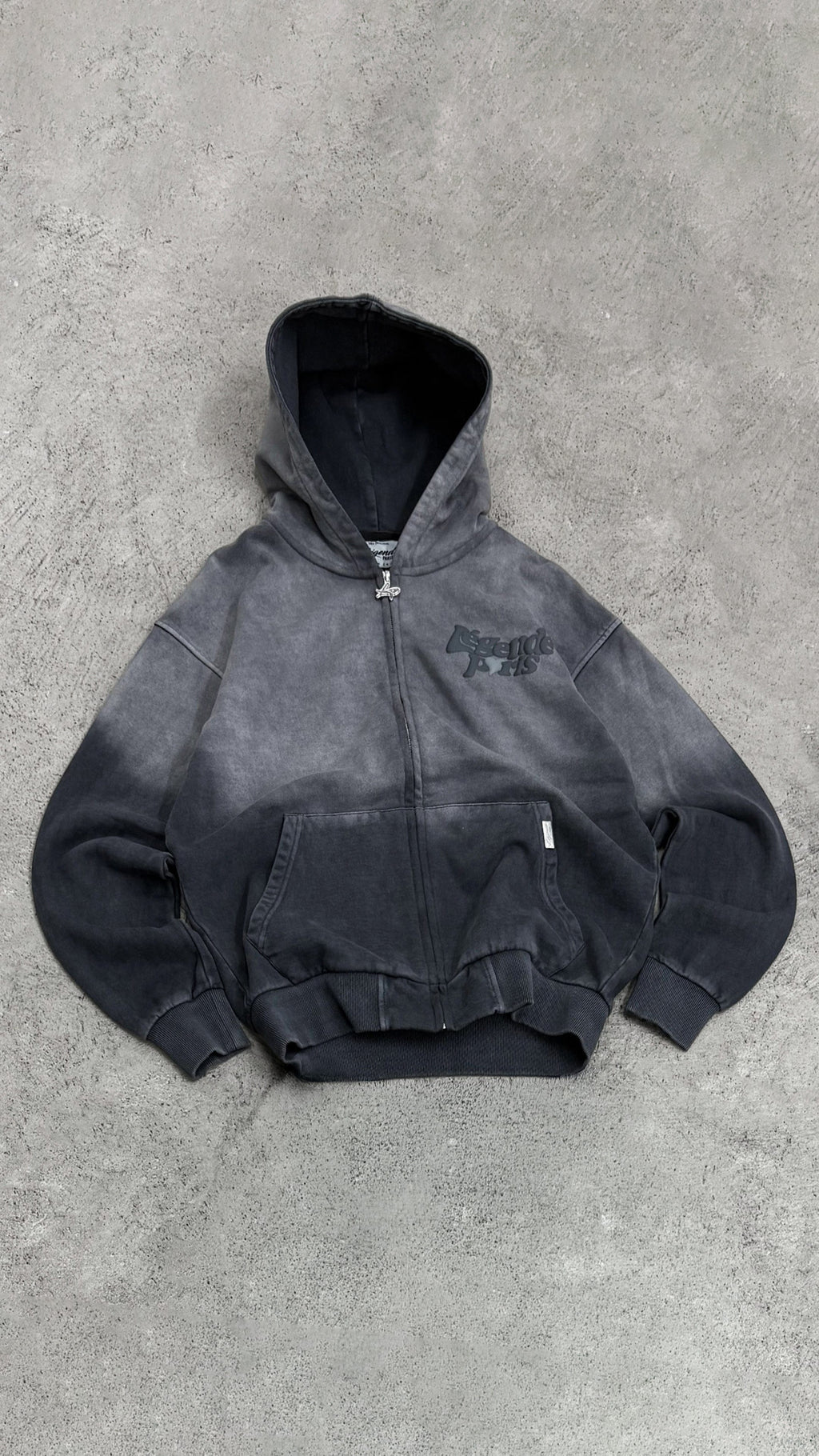 Legende Paris LND GRADIENT HOOD - CHARCOAL WASHED — XS — Lifestyle View