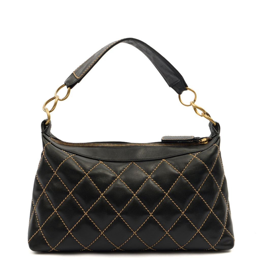 Chanel Shoulder Bag Shoulder Bag in Black, Lambskin Leather — Top View