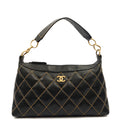 Chanel Shoulder Bag Shoulder Bag in Black, Lambskin Leather — Front View