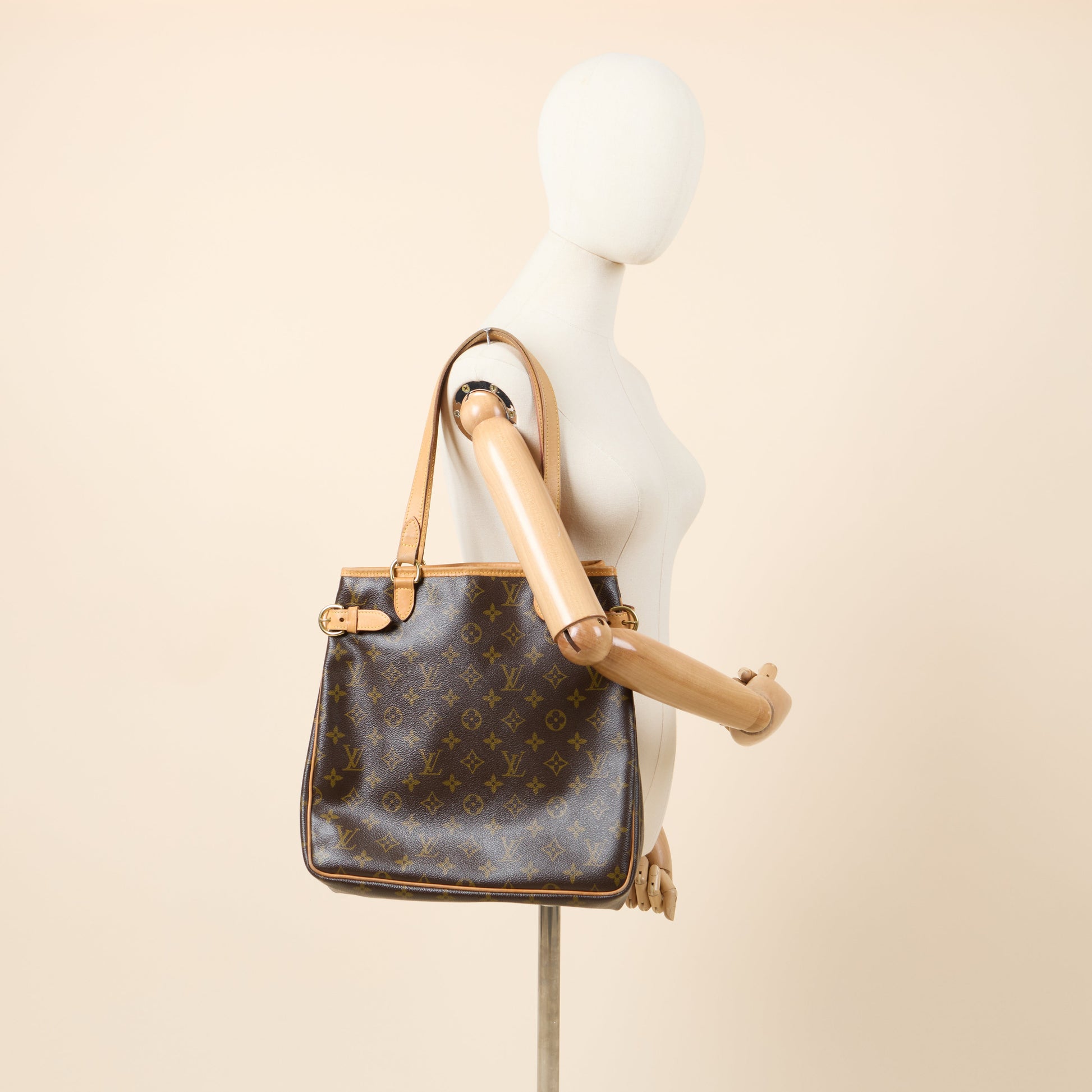 Louis Vuitton Tote Batignolles Vertical PM in Brown, Leather — Side View