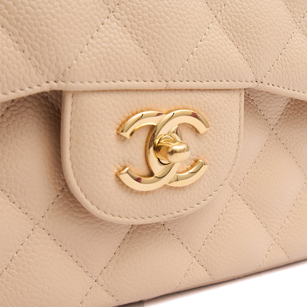 Chanel Shoulder Bag Classic Double Flap - Large in Neutral, Caviar Leather — Lifestyle View