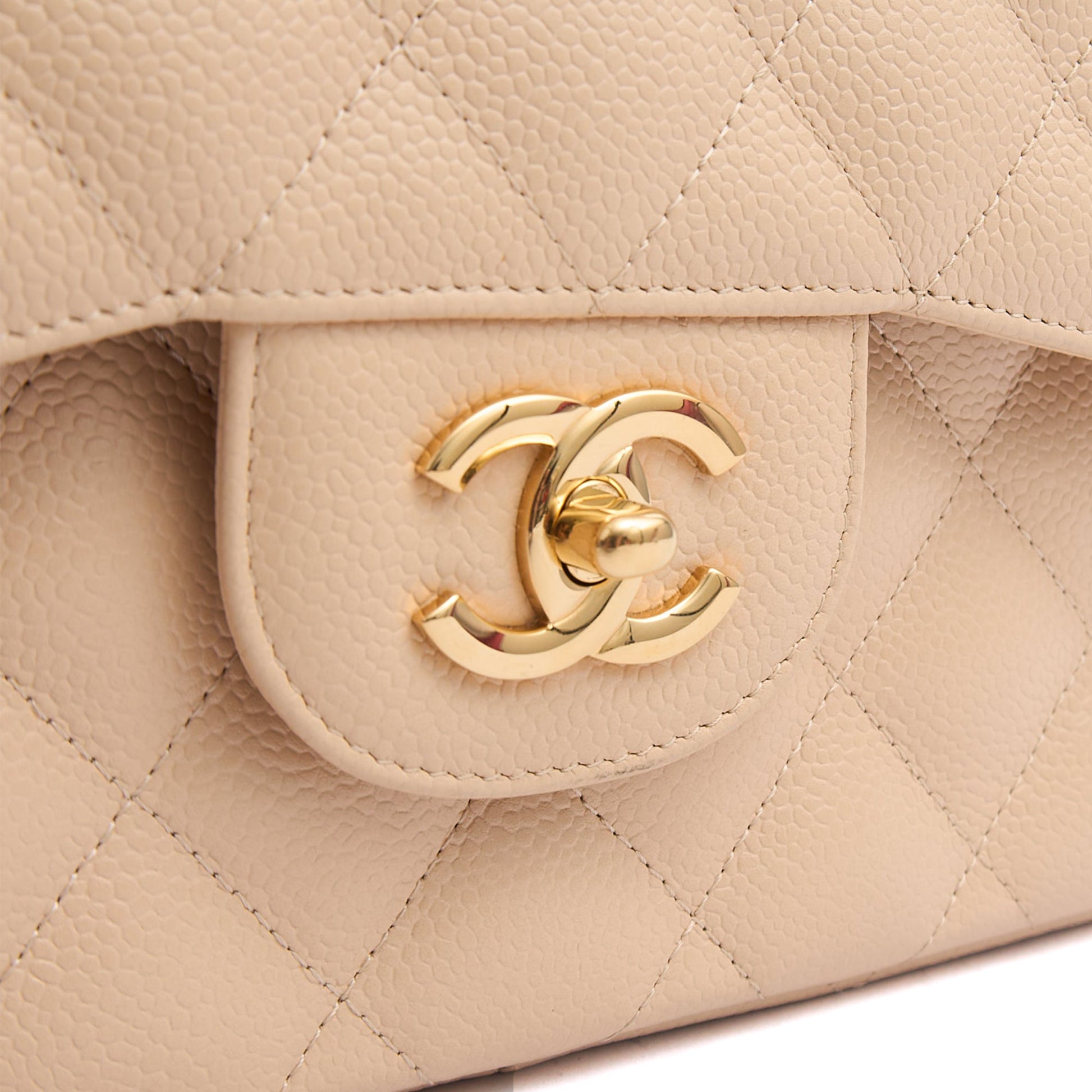 Chanel Shoulder Bag Classic Double Flap - Large in Neutral, Caviar Leather — Lifestyle View