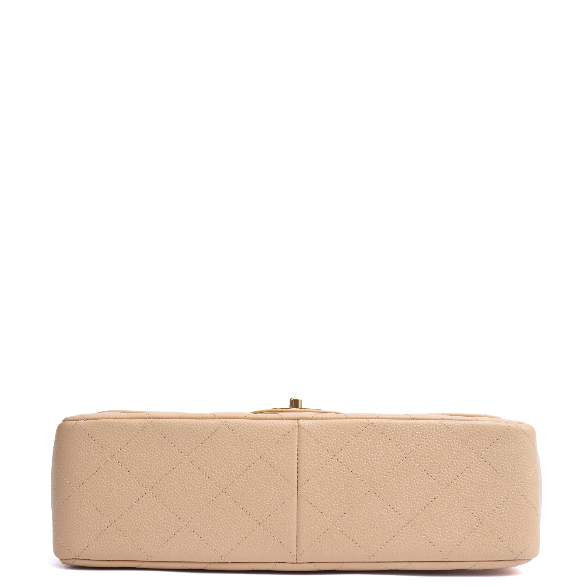 Chanel Shoulder Bag Classic Double Flap - Large in Neutral, Caviar Leather — Top View