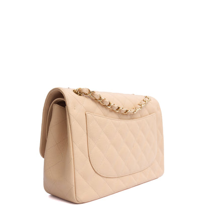 Chanel Shoulder Bag Classic Double Flap - Large in Neutral, Caviar Leather — Alternate View 9