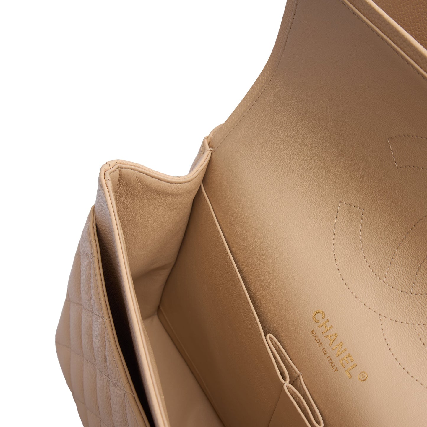Chanel Shoulder Bag Classic Double Flap - Large in Neutral, Caviar Leather — Alternate View 14