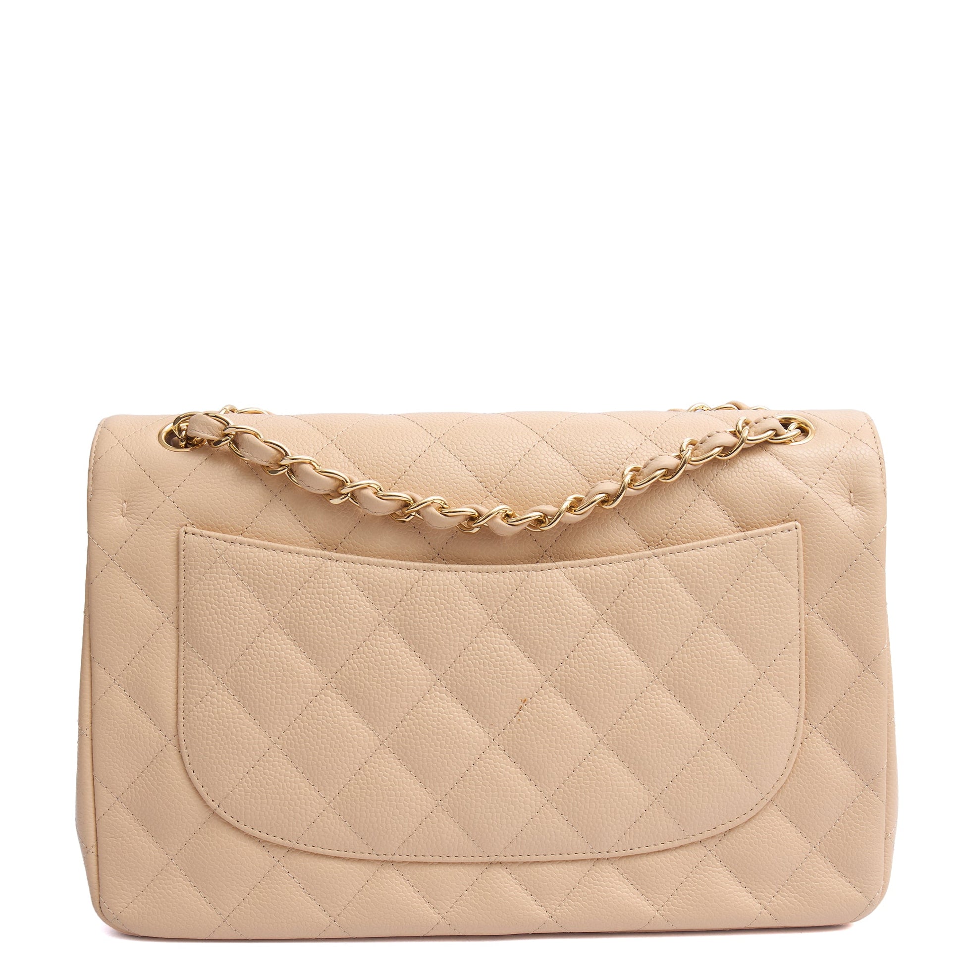 Chanel Shoulder Bag Classic Double Flap - Large in Neutral, Caviar Leather — Alternate View 10