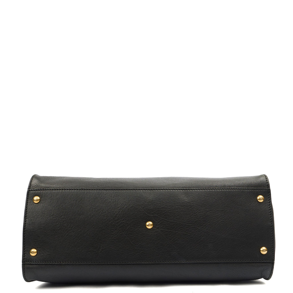 Fendi Tote Peekaboo - Large in Black, Leather — Detail View