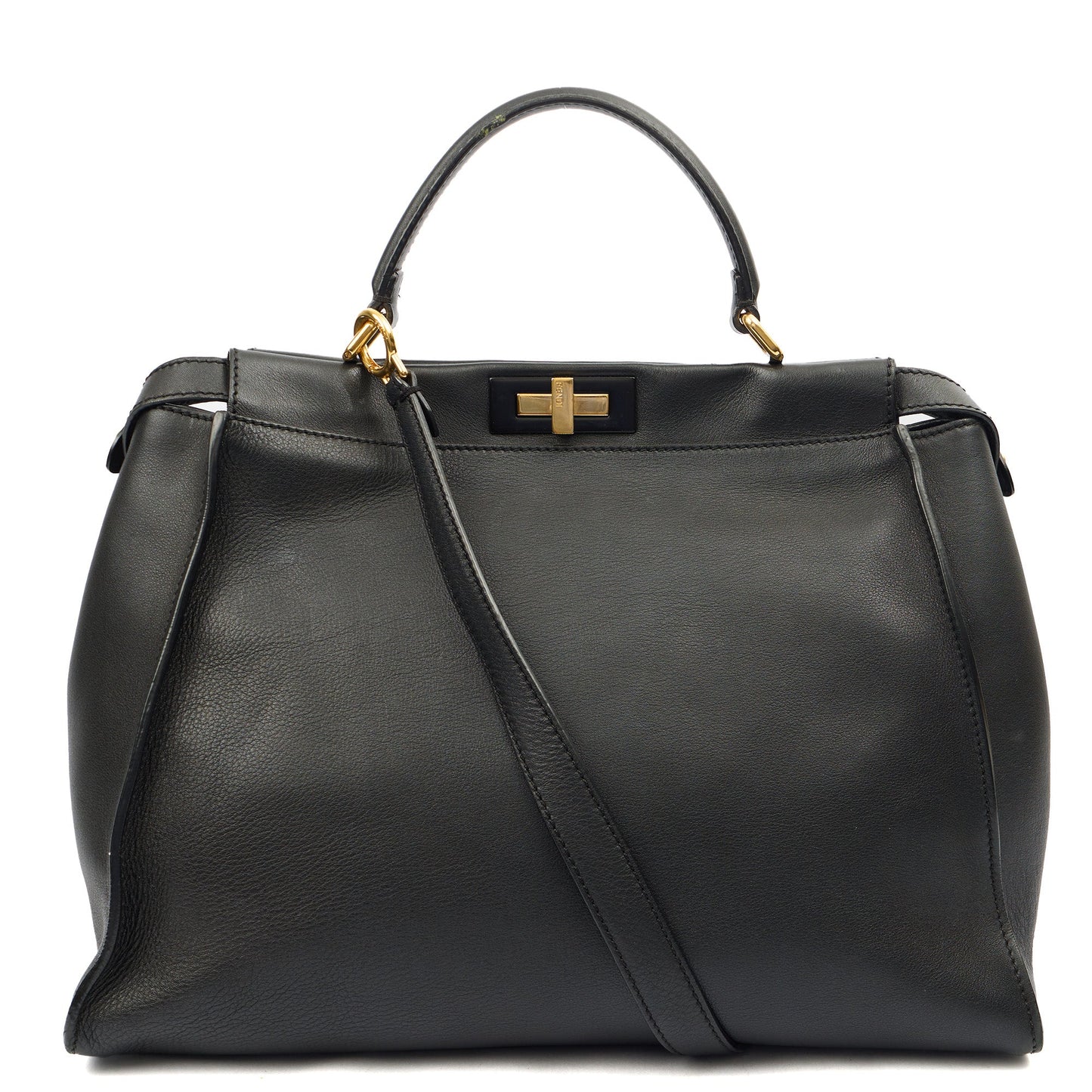 Fendi Tote Peekaboo - Large in Black, Leather — Front View