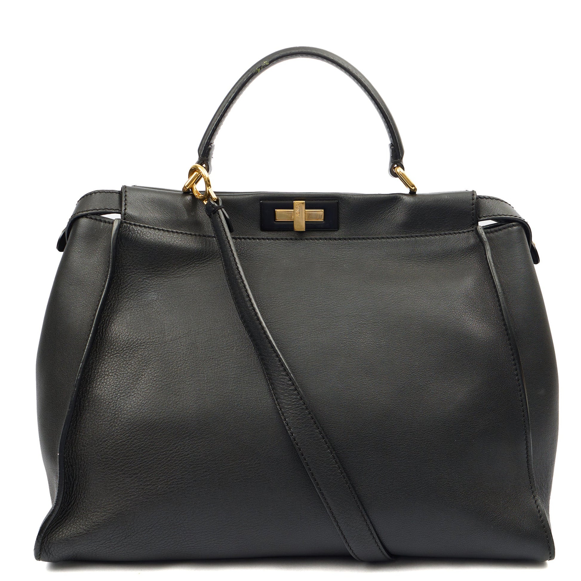 Fendi Tote Peekaboo - Large in Black, Leather — Front View