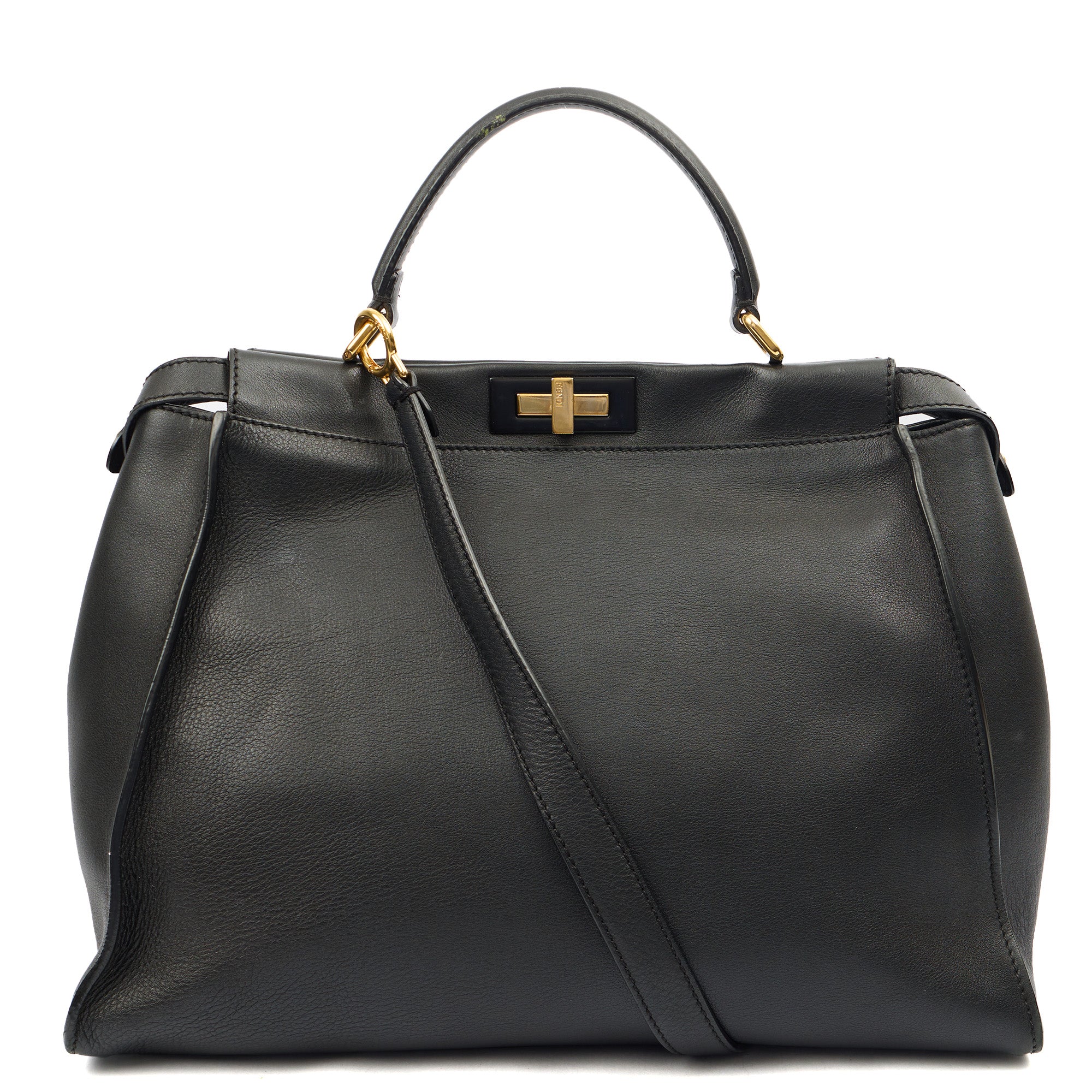 Fendi Tote Peekaboo - Large in Black, Leather — Front View