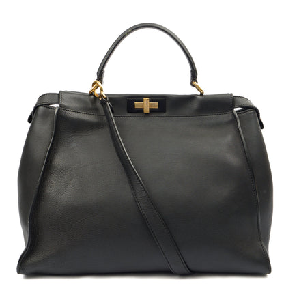 Fendi Tote Peekaboo - Large in Black, Leather — Front View