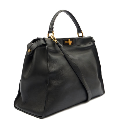 Fendi Tote Peekaboo - Large in Black, Leather — Back View