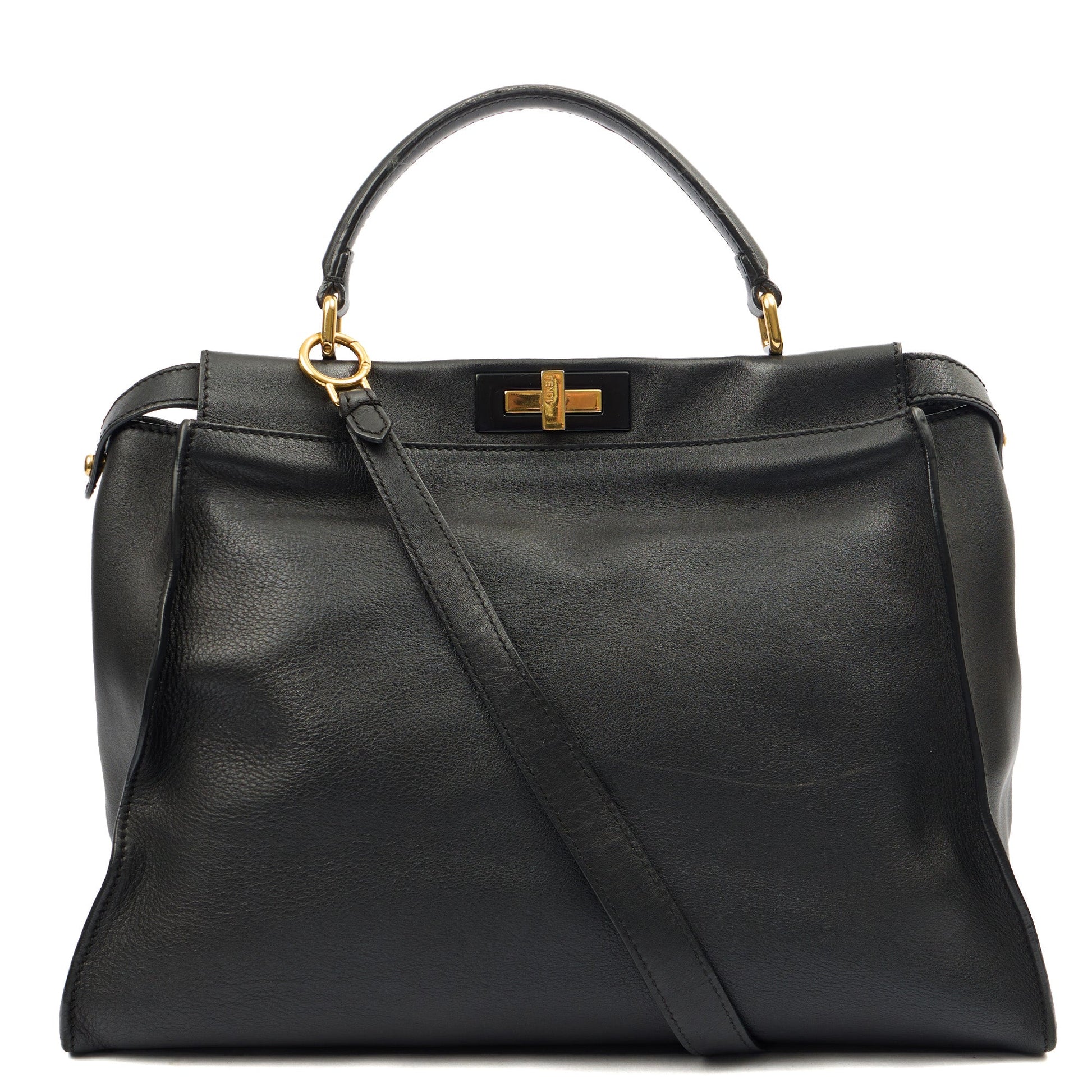 Fendi Tote Peekaboo - Large in Black, Leather — Top View