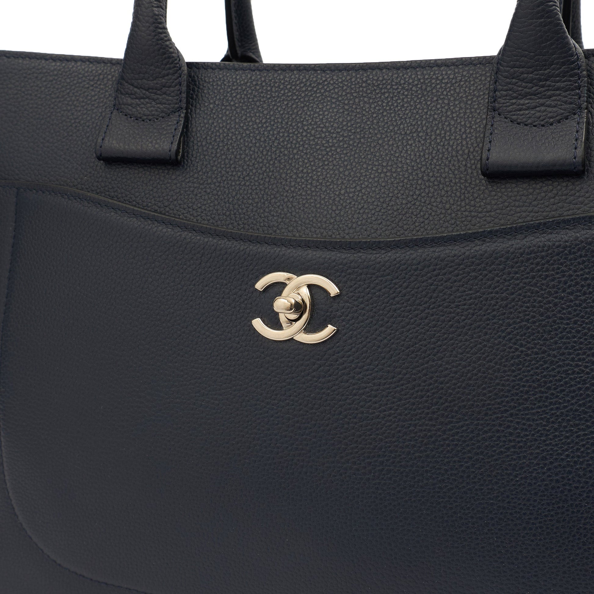 Chanel Tote Executive Shopper Tote in Blue, Calfskin Leather — Side View