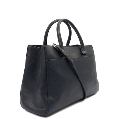Chanel Tote Executive Shopper Tote in Blue, Calfskin Leather — Back View