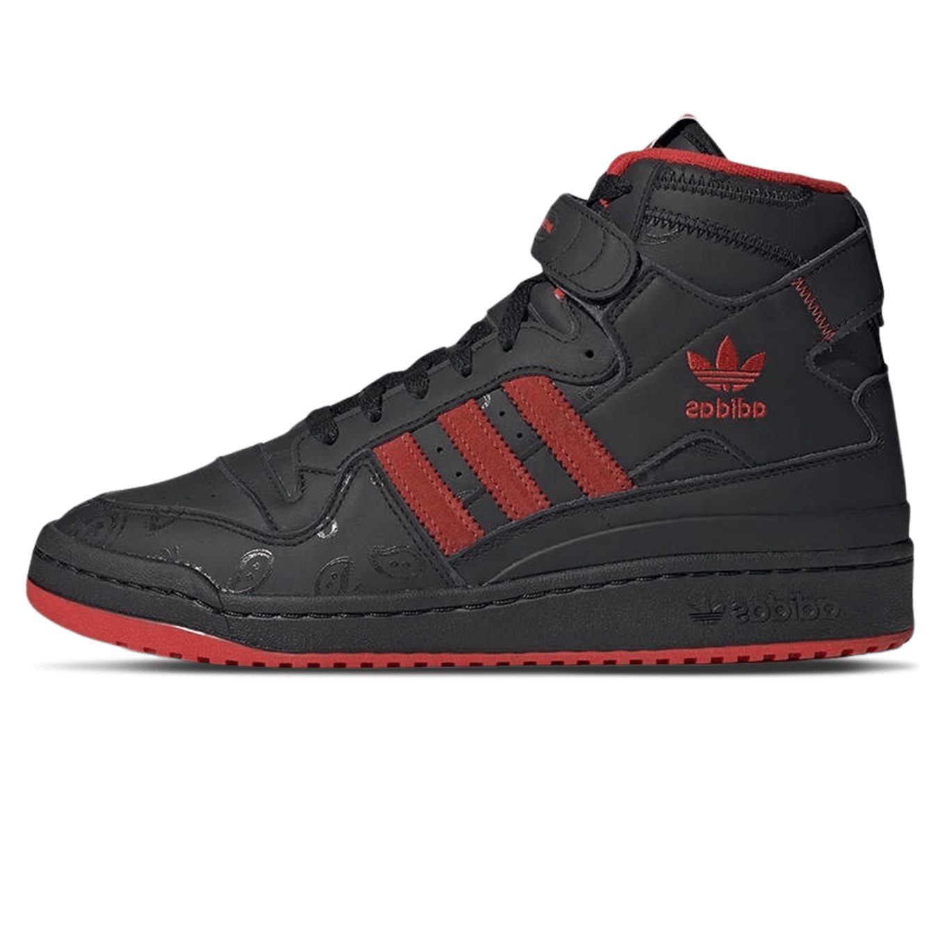 KSI x adidas Forum High 'Black Red Paisley' — UK 3.5 | EU 36 | US 4 — Front View
