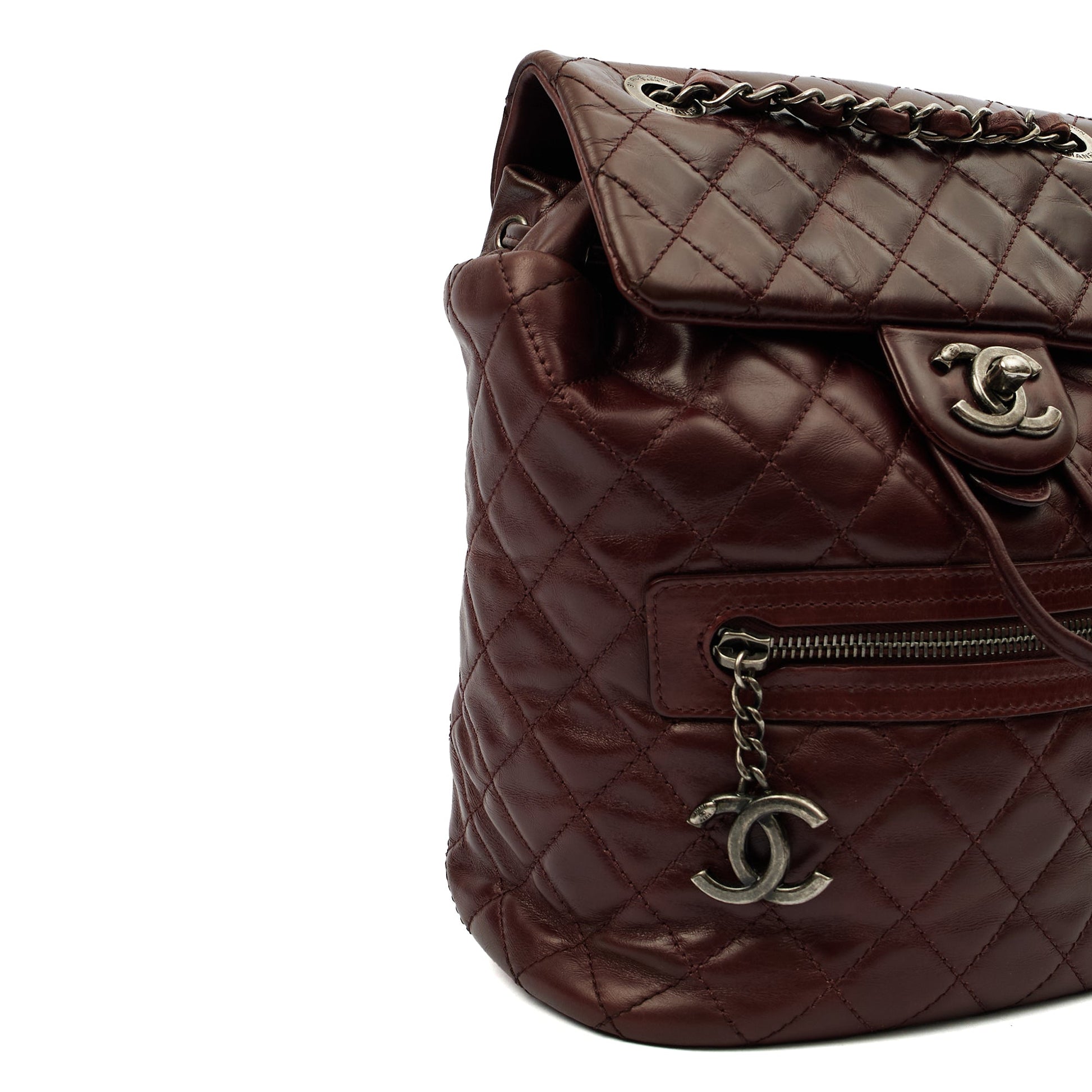 Chanel Backpack Backpack in Red, Calfskin Leather — Detail View