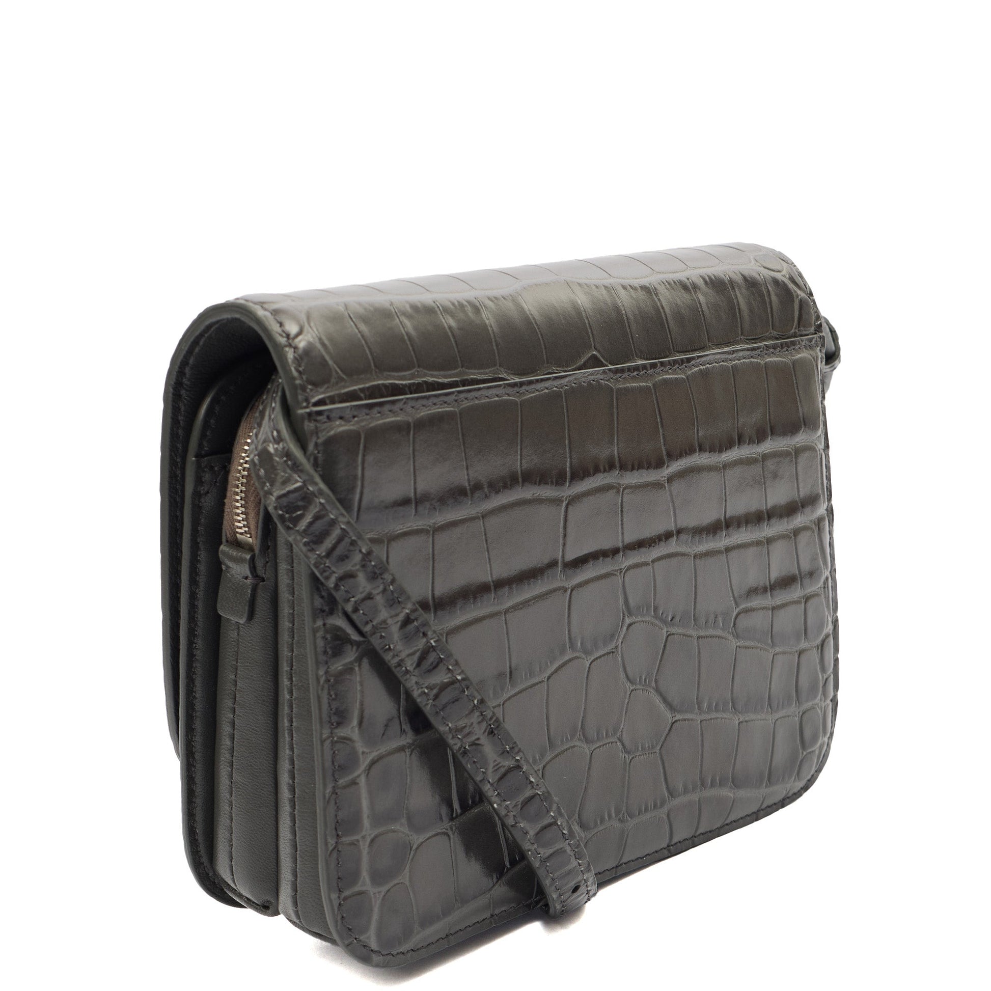 Balenciaga Cross Body B. Crossbody in Grey, Exotic Effect Leather — Alternate View 14