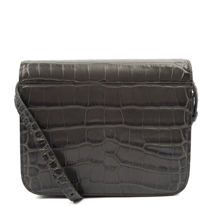 Balenciaga Cross Body B. Crossbody in Grey, Exotic Effect Leather — Alternate View 9