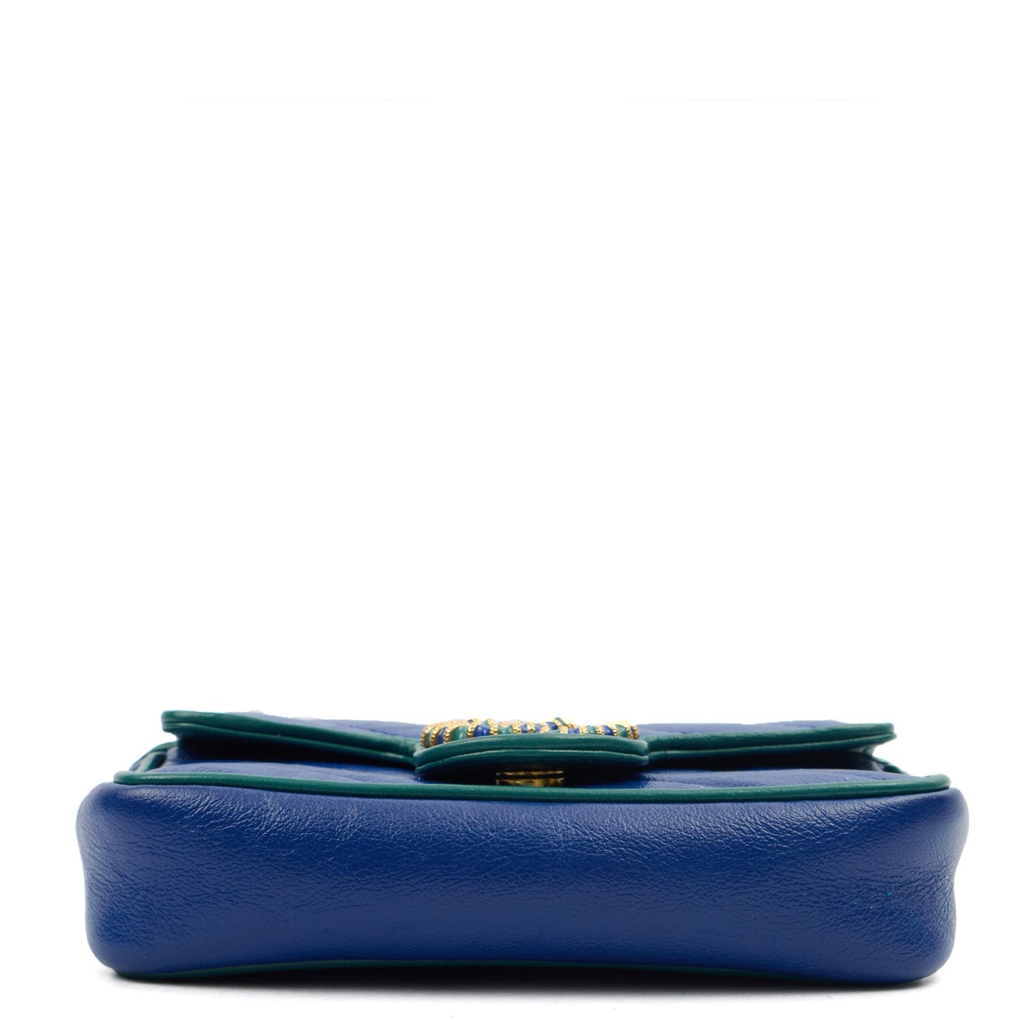 Gucci Mini Bag Marmont Shoulder Flap Bag - Super Mini in Blue, Leather — Detail View